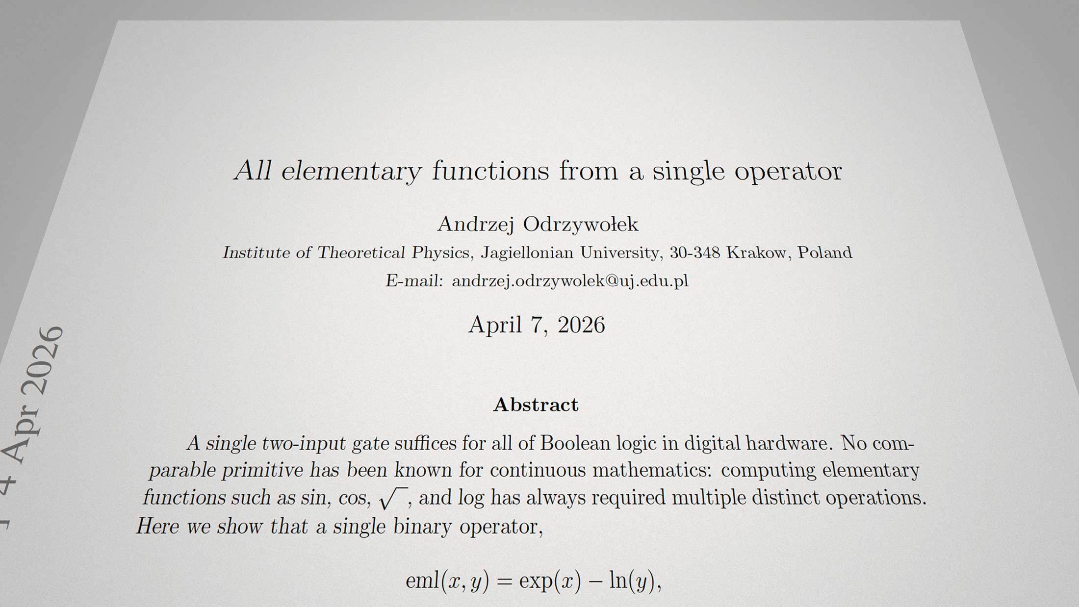 A Single Math Operator Can Build All the Others