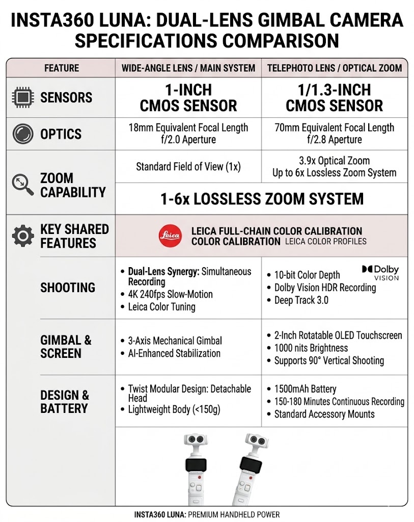 Insta360 Luna leaked spec sheet circulating online